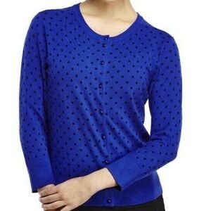 Cable & Gauge Royal Blue Polka Dot Button-Front Cardigan Sweater Size XL (16/18)